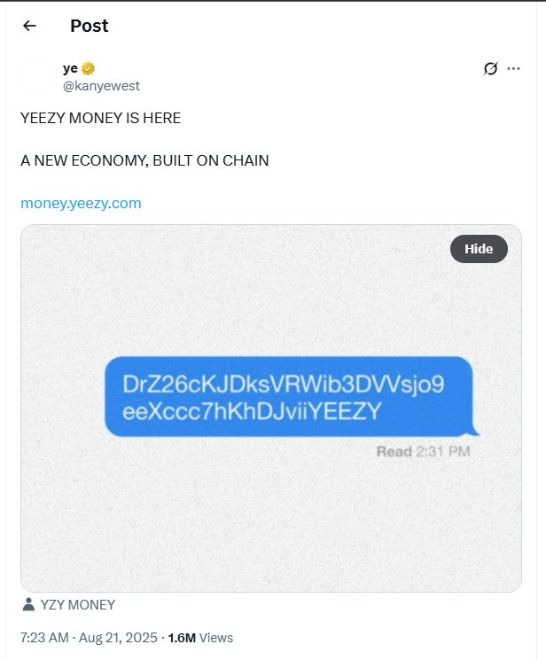 Release $YZY token