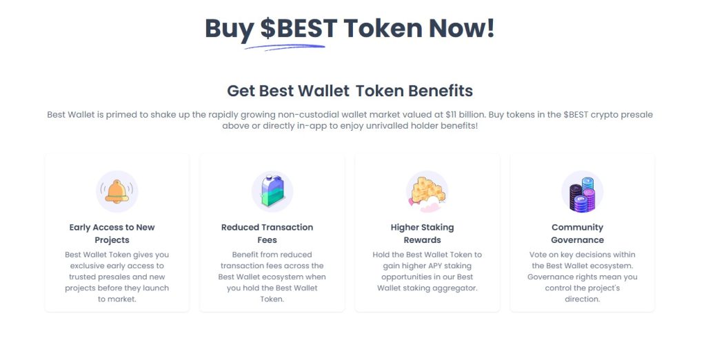 De voordelen van Best Wallet token op een rij: lagere transactiekosten en hogere stakingrewards voor altcoin crypto trading.