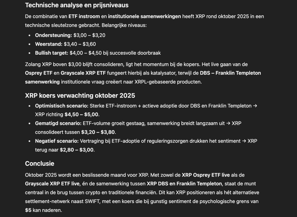 Ripple koers ChatGPT voorspelling oktober 2025