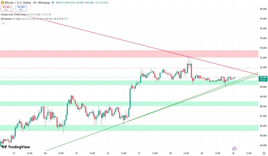 Bitcoin koers 30 november - Bron: TradingView