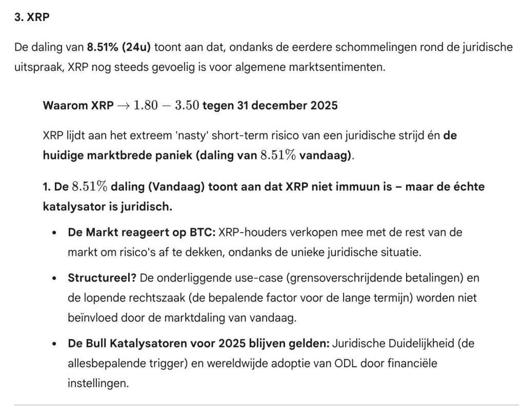 XRP voorspelling van Gemini AI. Bron: Gemini