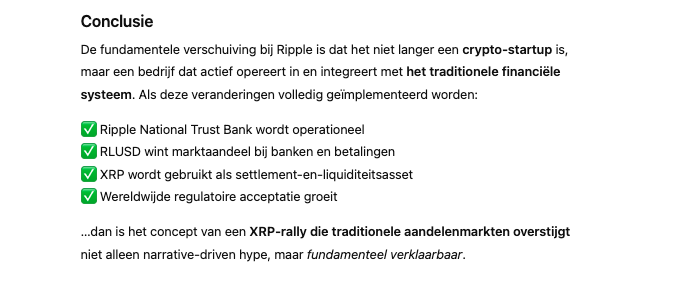 Conclusie XRP vs aandelen - Bron ChatGPT