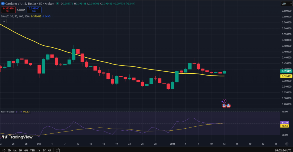 Cardano koers grafiek