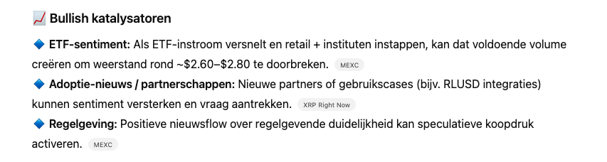 ChatGPT XRP verwachting katalysatoren - Bron ChatGPT