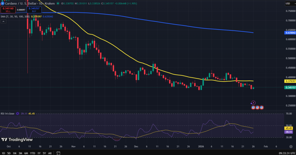 Cardano koers grafiek