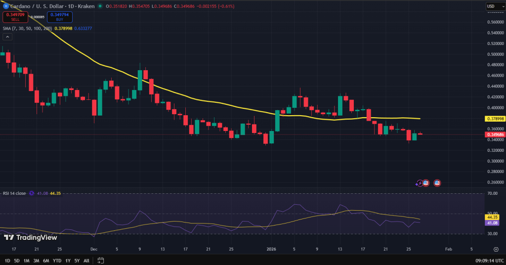 Cardano koers grafiek