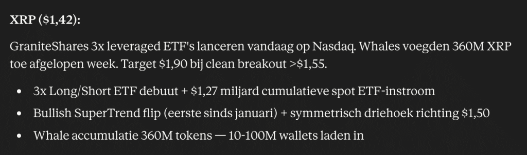 XRP koers verwachting van Claude AI. Bron: Claude.