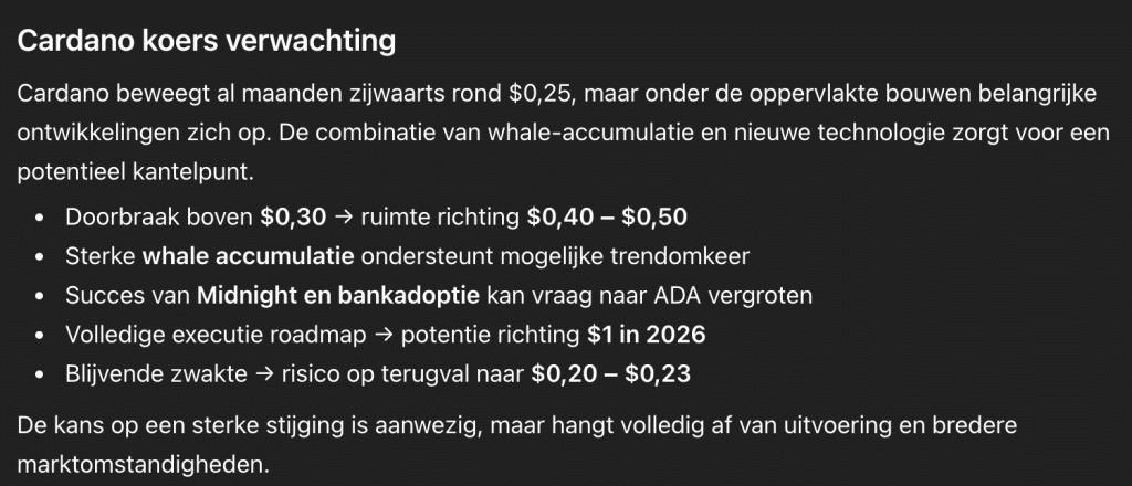 Cardano koers verwachting volgens GPT-5.5