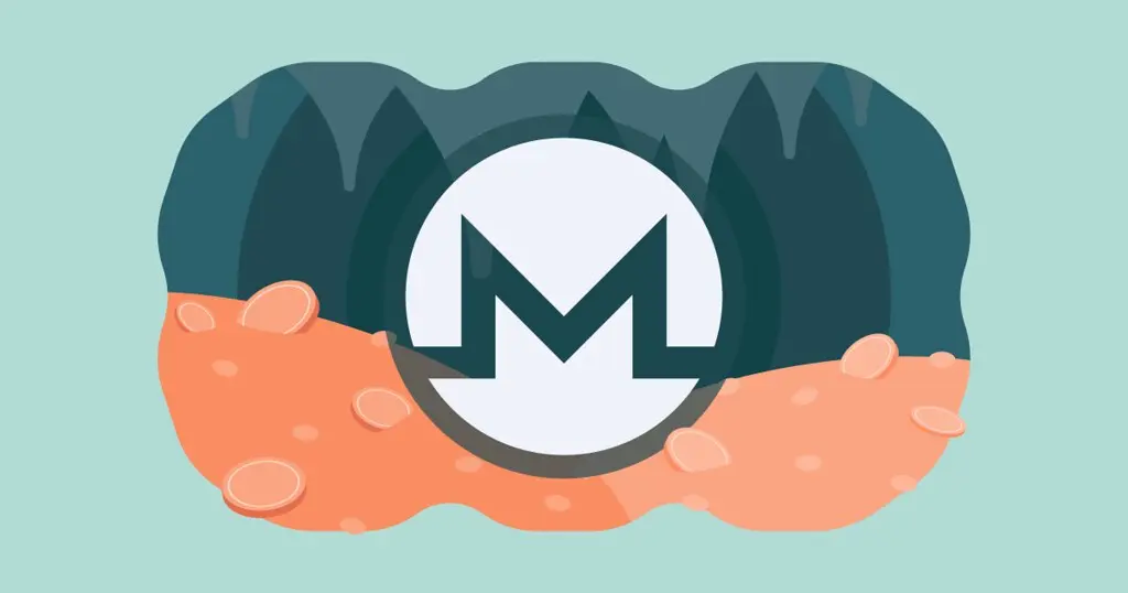 Het logo van de cryptocurrency Monero afgebeeld in een gestileerde omgeving.