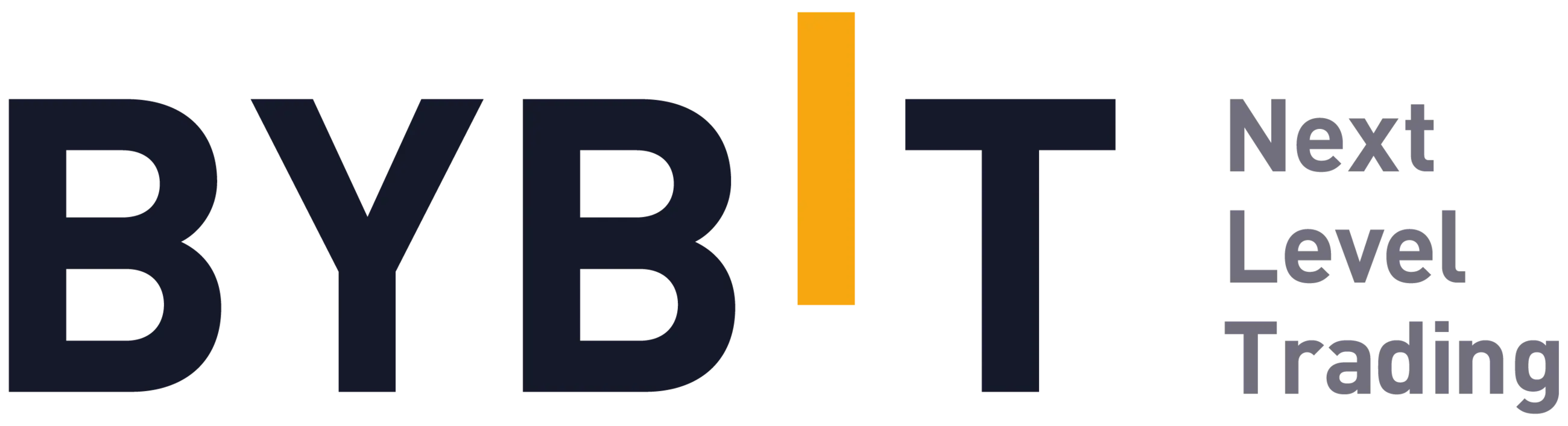 Het logo van Bybit met de tekst 'Next level Trading'.