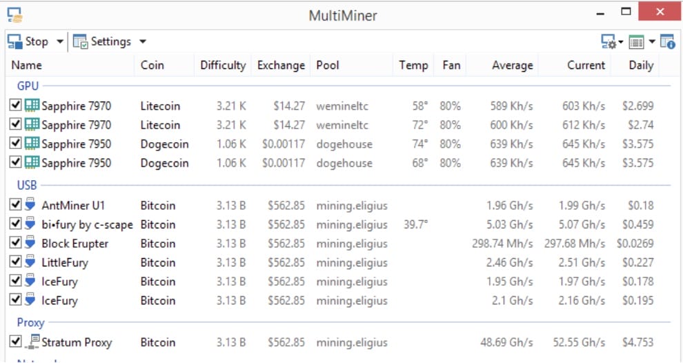 Dogecoin madenciliği. MultiMiner