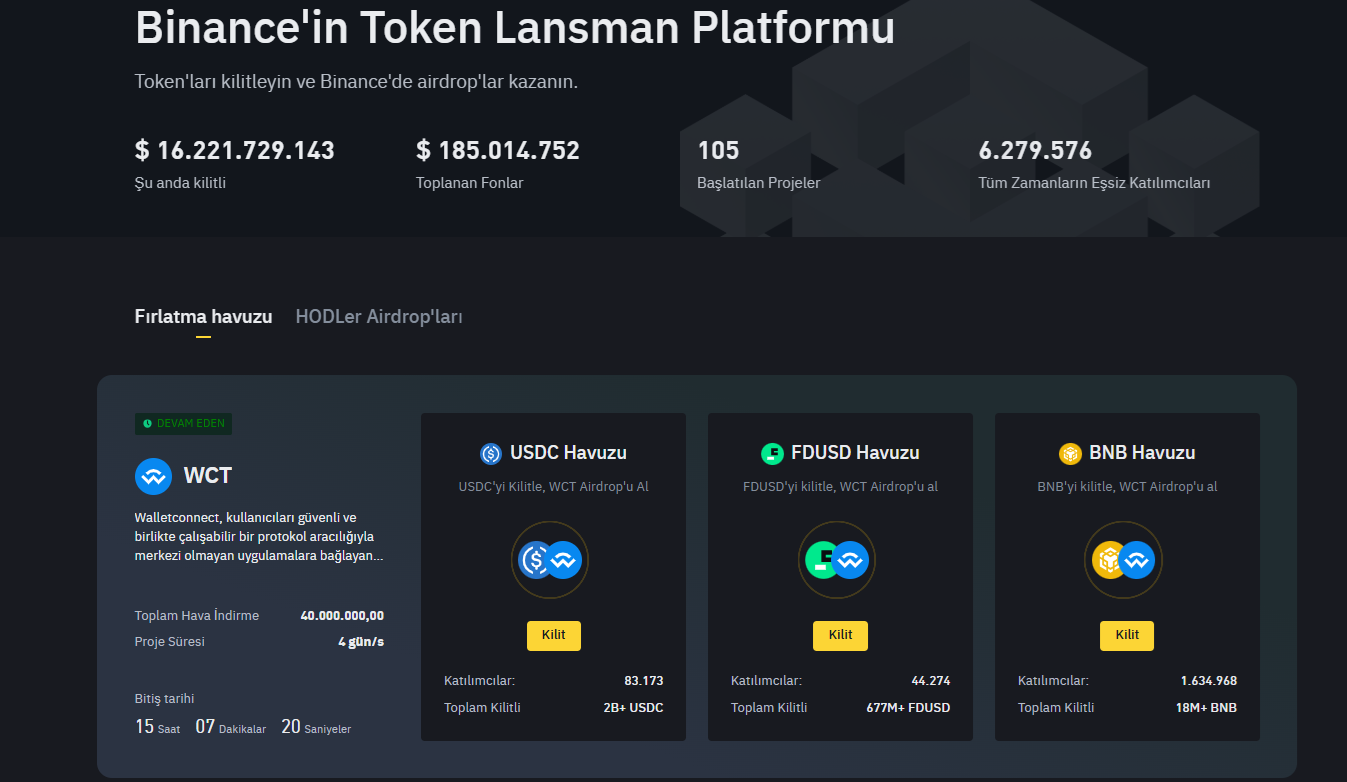 binance launchpad projeleri