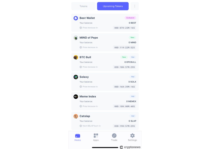Best Wallet Yaklaşan Tokenlar