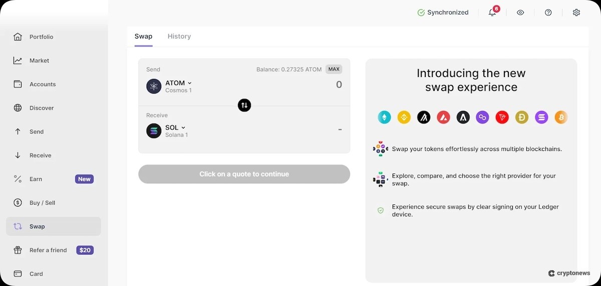 Ledger Live swap