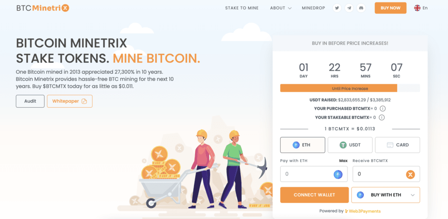 Bitcoin Minetrix Presale Page