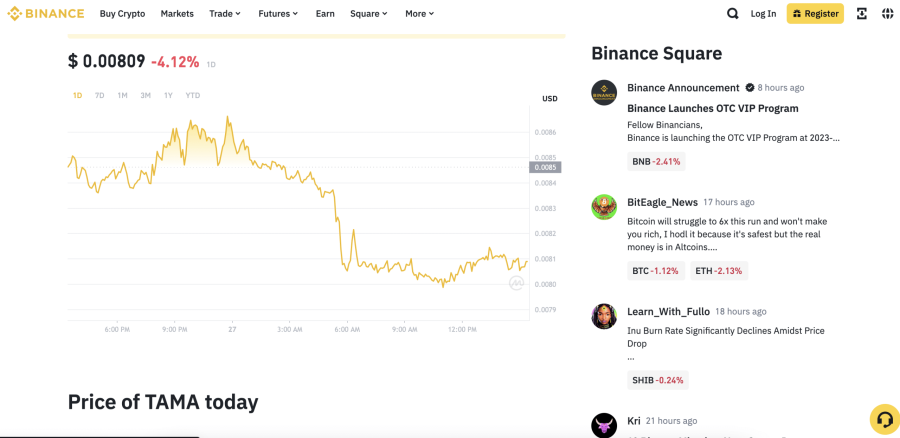 Tama On Binance