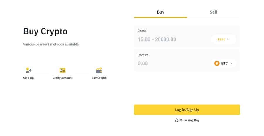 Binance buy crypto