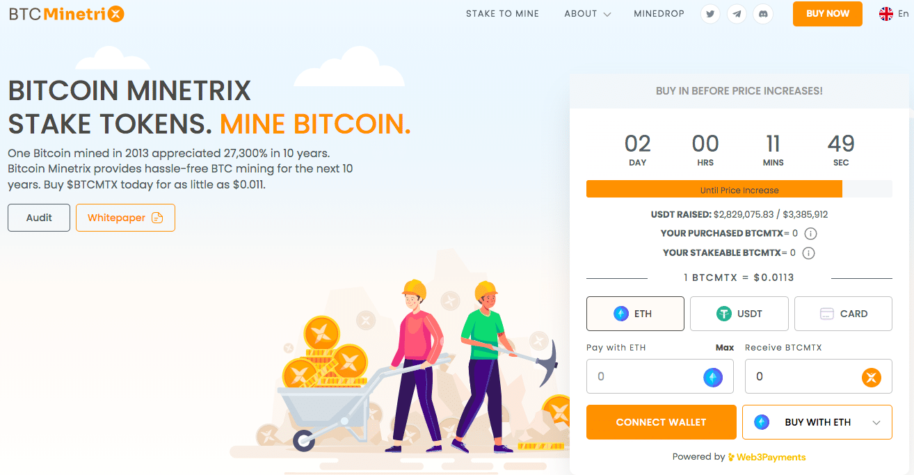 Bitcoin Minetrix presale page