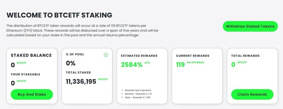 BTCETF token staking