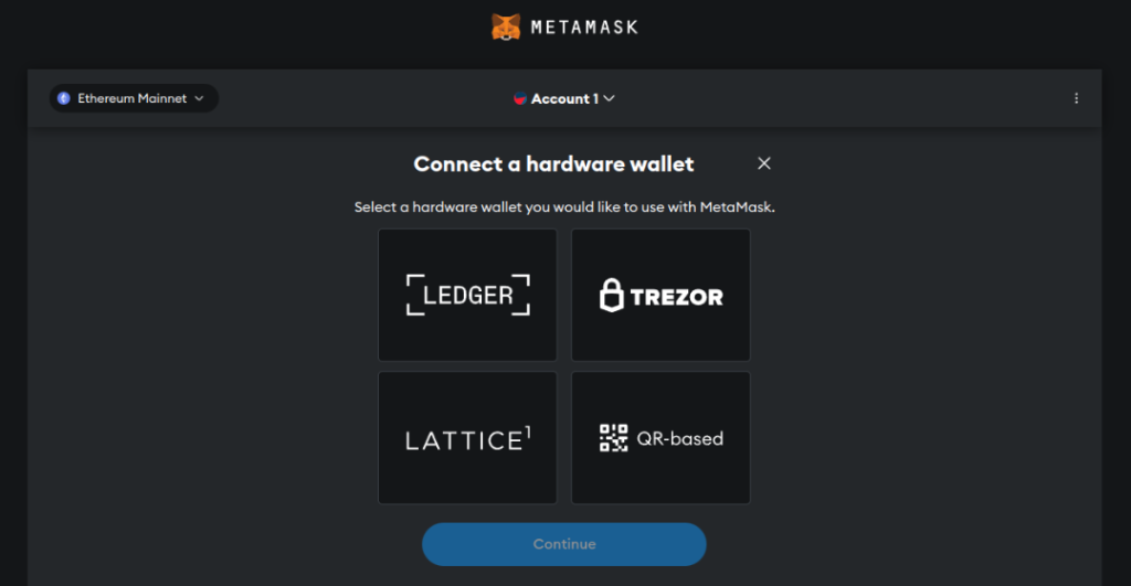 metamask connect to hardware wallet