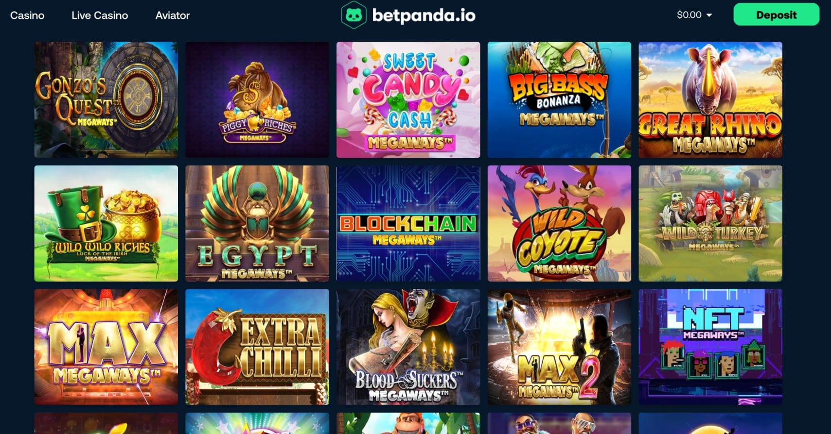 Betpanda slots selection