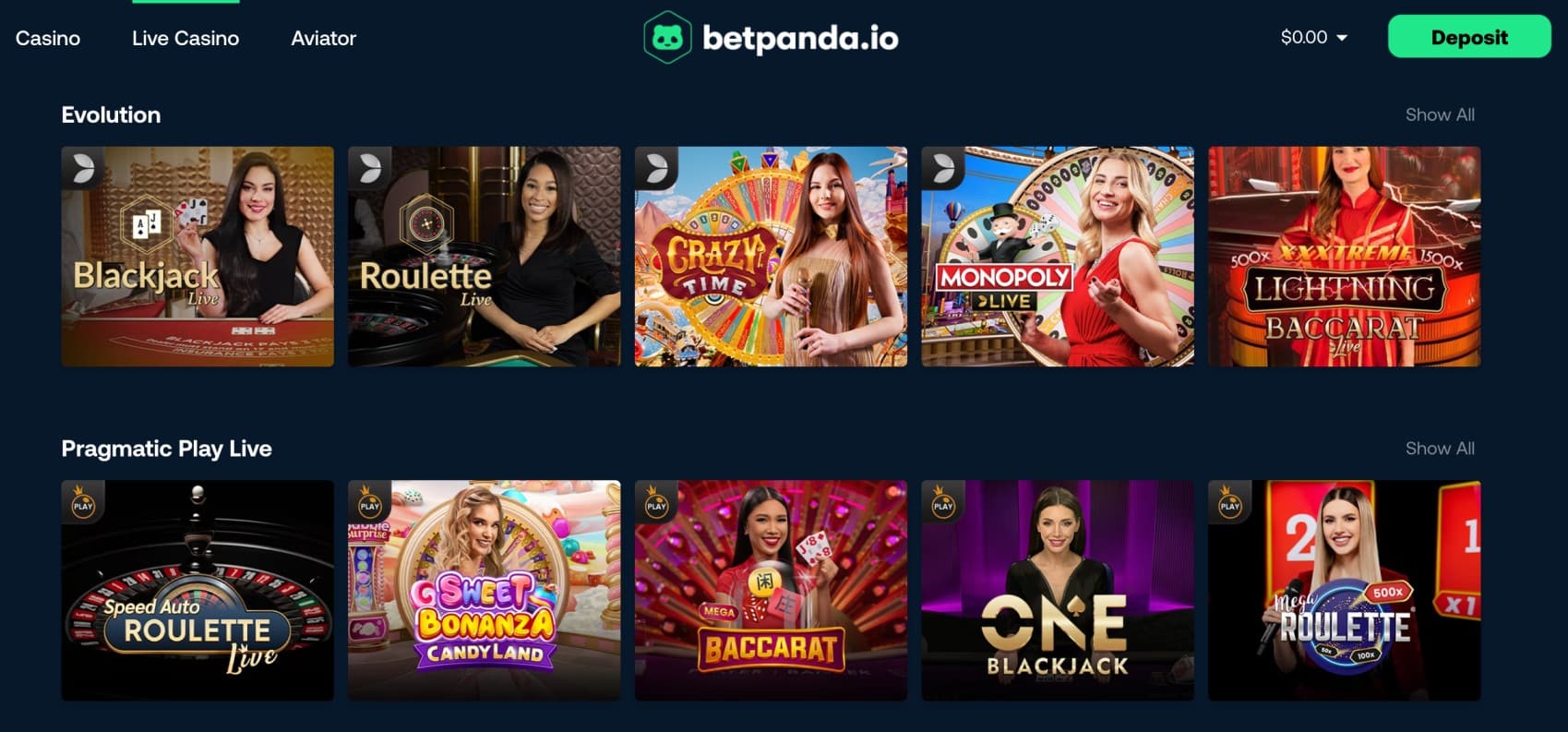 Betpanda live dealers 