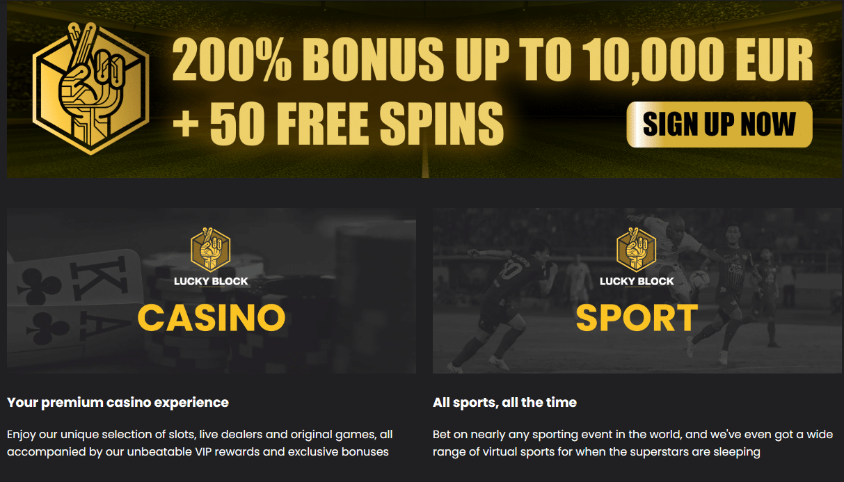 lucky block casino homepage