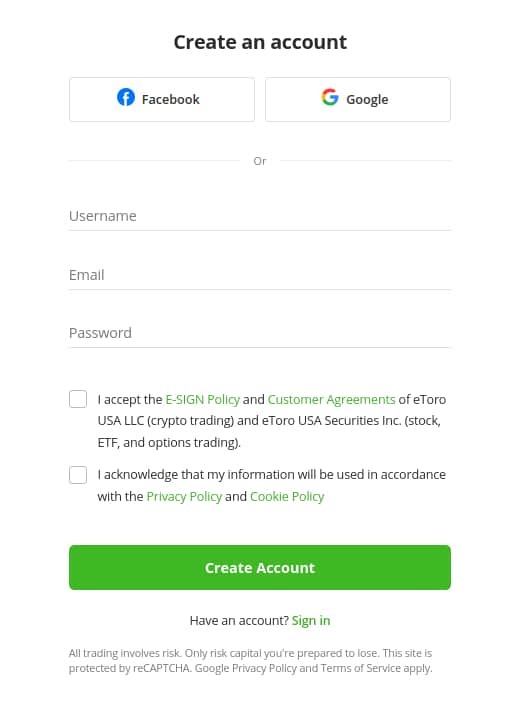 etoro create account