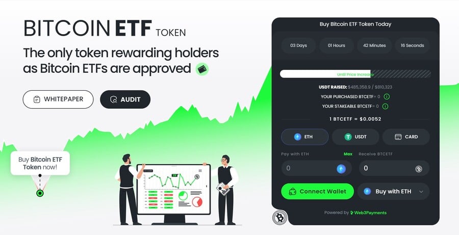 Bitcoin ETF Token presale page