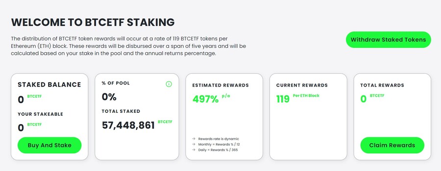 BTCETF token staking