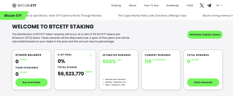 Bitcoin ETF Token Staking Information