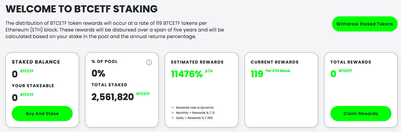 Bitcoin ETF Token staking yield