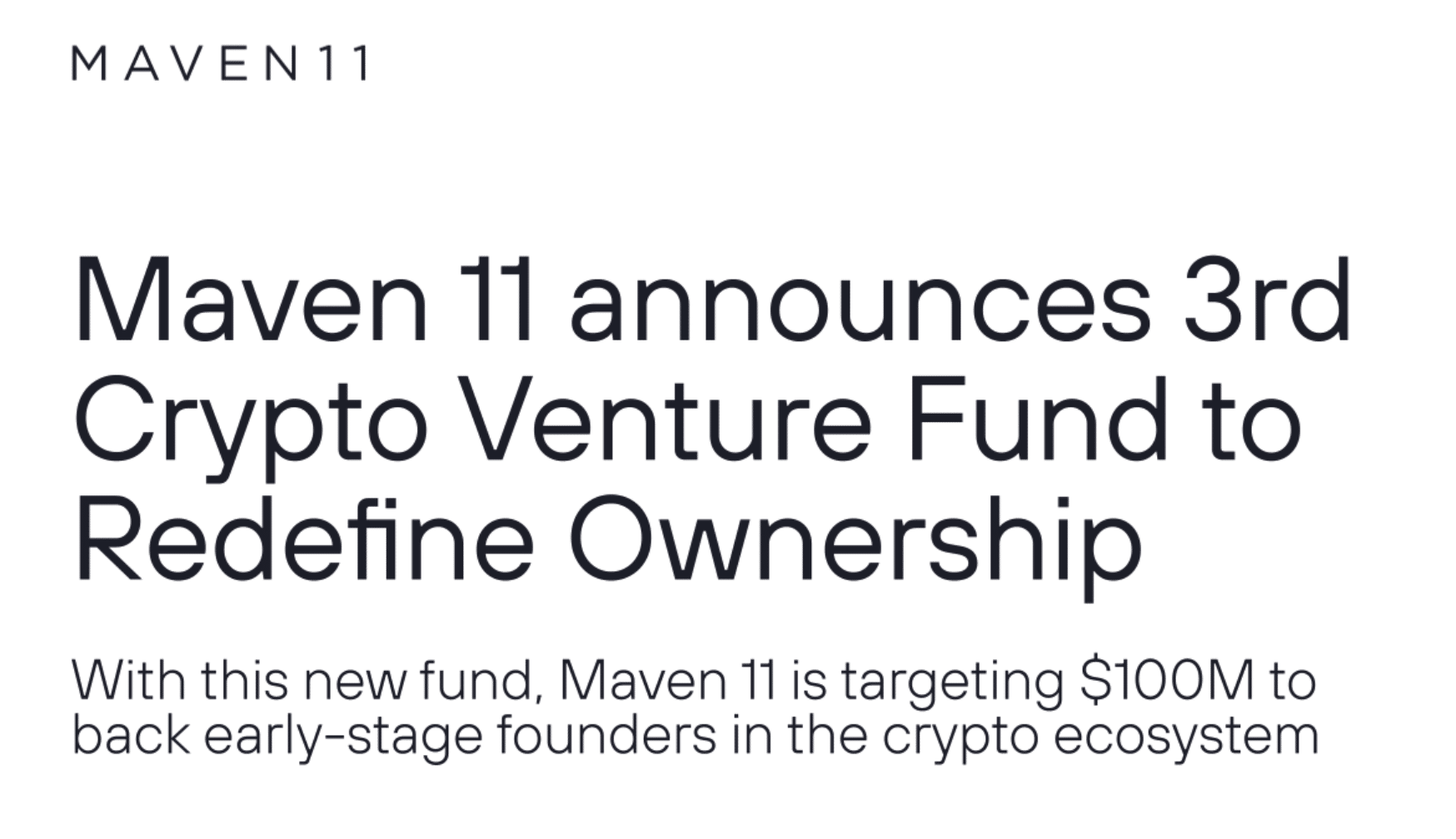 Maven 11 press release