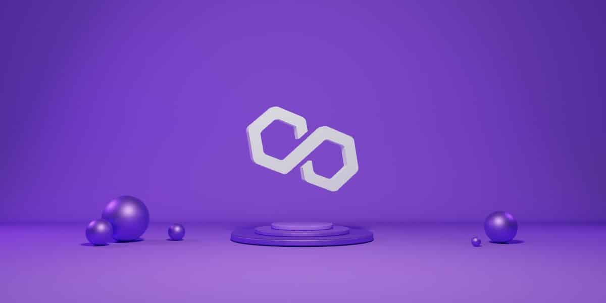 White Polygon Labs logo with a purple background.