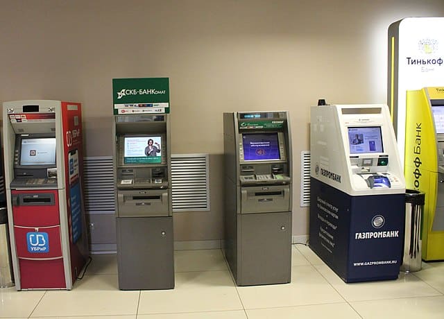 Five Russian ATMs.