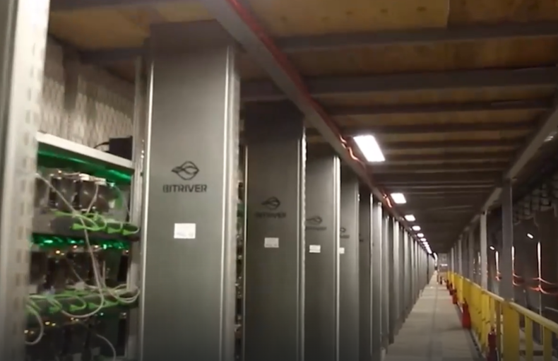 The interior of an industrial crypto mining center operated by the Russian firm BitRiver.