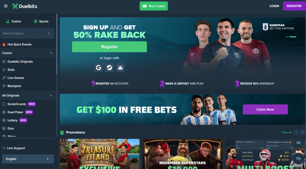 Duelbits Casino Homepage