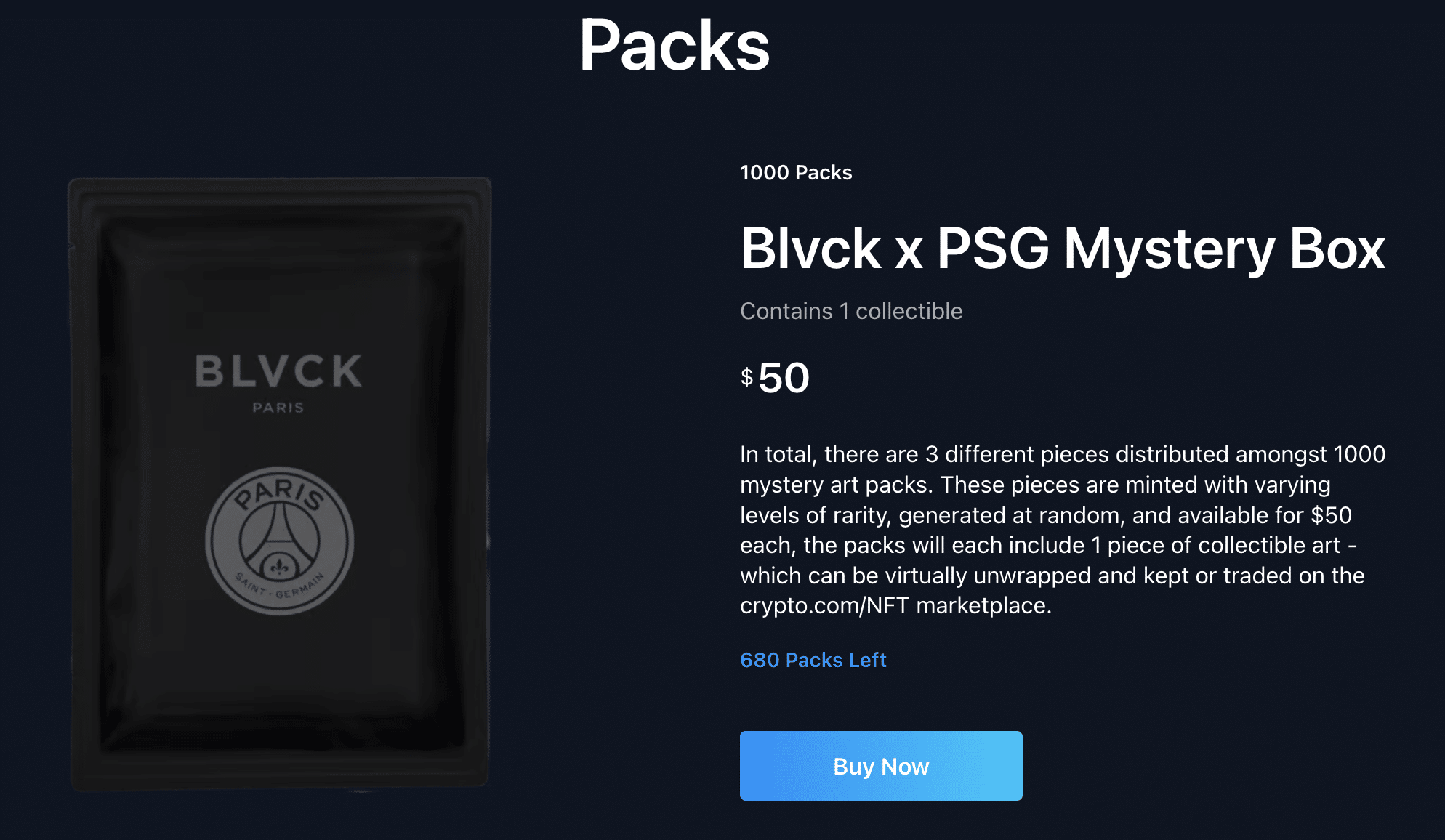 Blvck x PSG NFT packs
