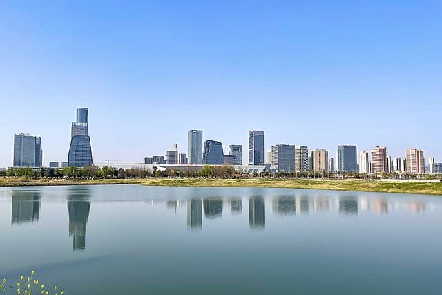 A panoramic view of Suzhou, Jiangsu Province, China.