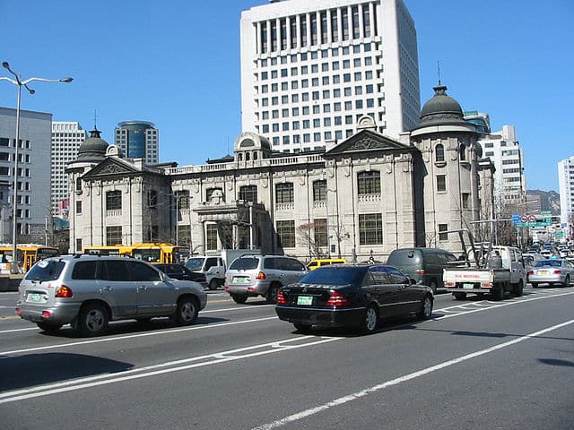 The headquarters of the Bank of Korea, in central Seoul, South Korea.