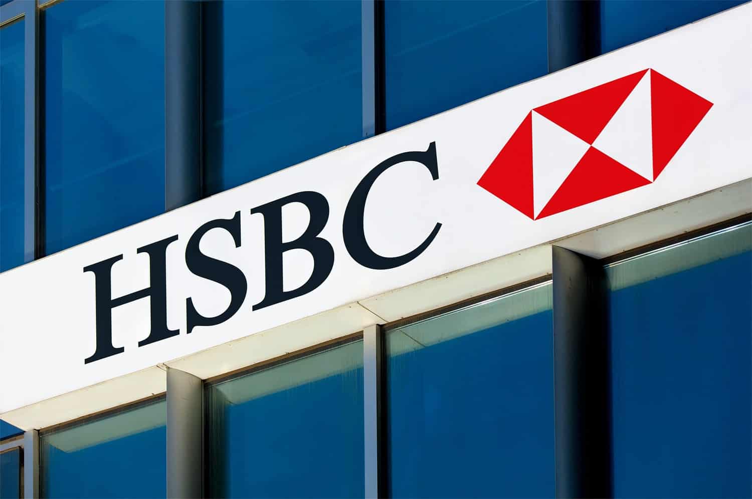 The HSBC sign on a bank branch in Beijing, China.