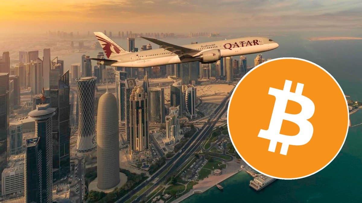 Bitcoin Logo and Qatar