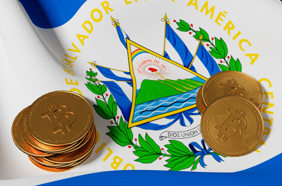 El Salvador Flag With BTC Tokens