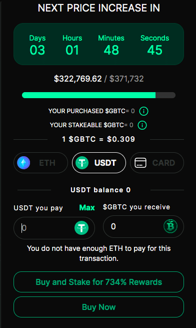 Green Bitcoin buy tokens