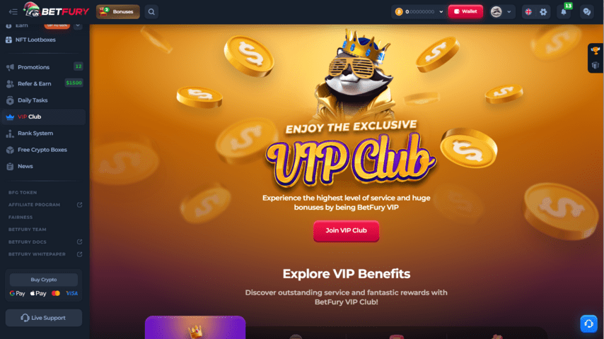 Betfury casino VIP program