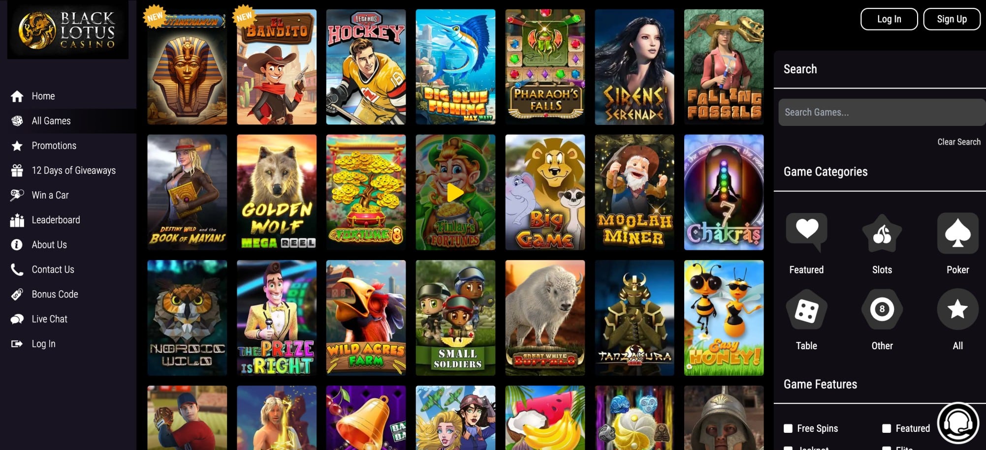 Black Lotus casino games selection