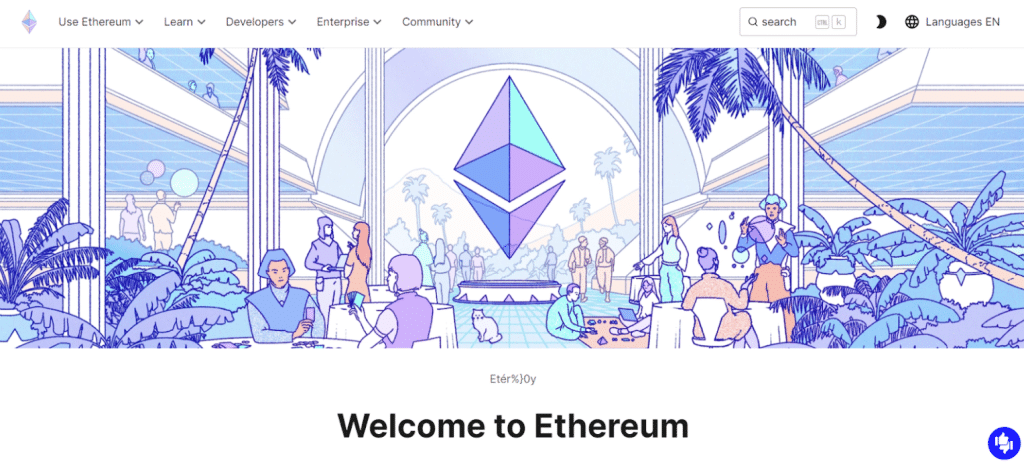 ethereum welcome page