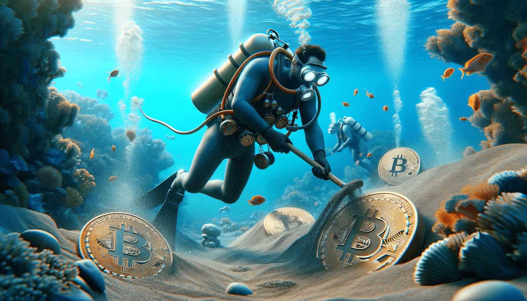 Ocean mining divers mining Bitcoin.