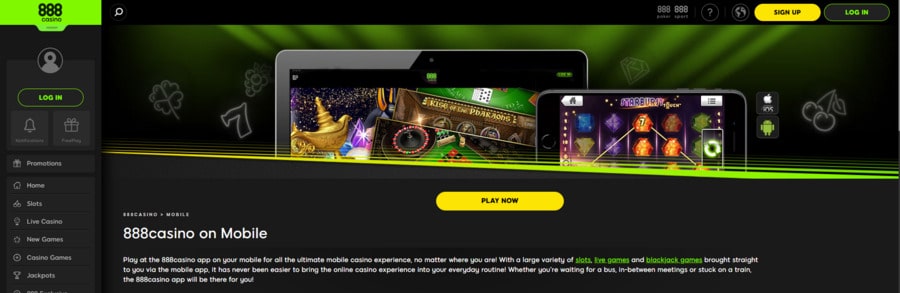 888 Casino mobile apps are available for download on its official site, with instructions on their installation and use.