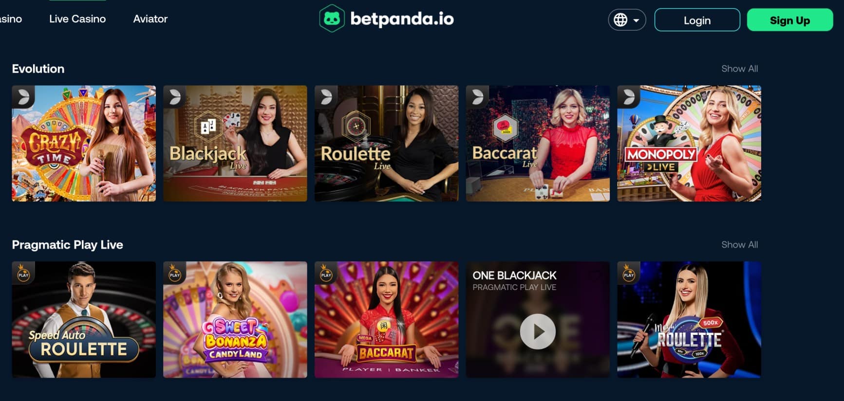 Betpanda.io live dealers - Best BNB online casinos